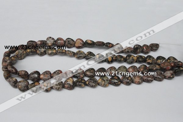 CHG35 12*12mm heart red leopard skin jasper beads wholesale