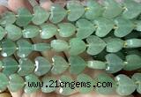 CHG359 15 inches 14mm faceted heart green aventurine jade beads