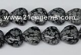 CHG37 15.5 inches 12*12mm heart snowflake obsidian beads wholesale