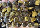 CHG375 15 inches 14mm faceted heart yellow tiger eye beads