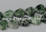 CHG38 15.5 inches 12*12mm heart green spot jasper beads wholesale