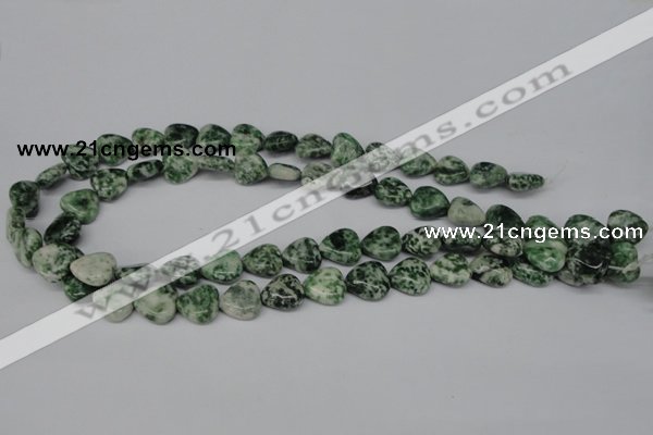 CHG38 15.5 inches 12*12mm heart green spot jasper beads wholesale