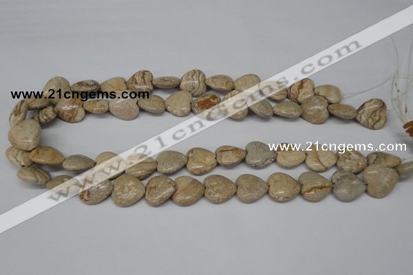 CHG41 15.5 inches 14*14mm heart picture jasper beads wholesale