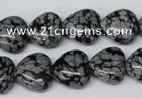 CHG50 15.5 inches 14*14mm heart snowflake obsidian beads wholesale