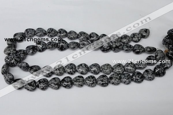 CHG50 15.5 inches 14*14mm heart snowflake obsidian beads wholesale