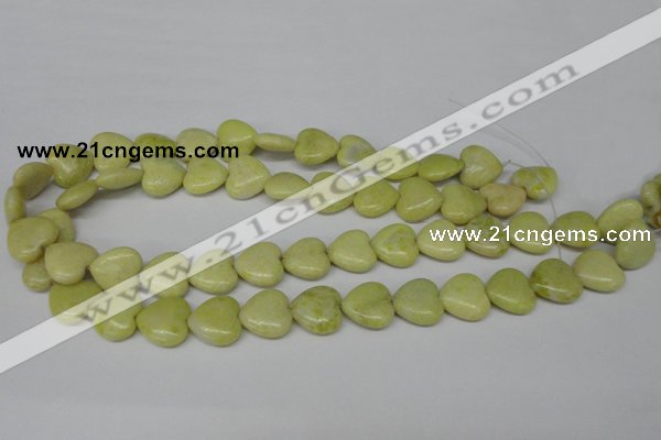 CHG52 15.5 inches 14*14mm heart lemon jade gemstone beads wholesale