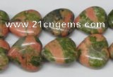 CHG60 15.5 inches 16*16mm heart unakite gemstone beads wholesale