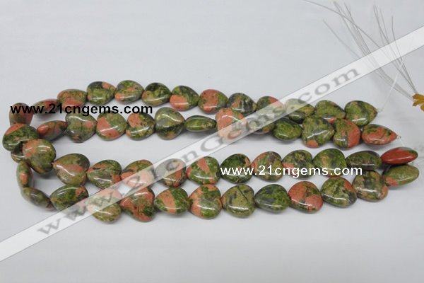 CHG60 15.5 inches 16*16mm heart unakite gemstone beads wholesale