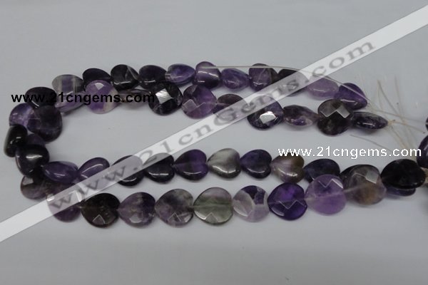 CHG97 15.5 inches 18*18mm faceted heart amethyst beads wholesale