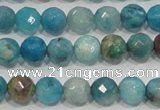 CHM212 15.5 inches 8mm faceted round blue hemimorphite beads