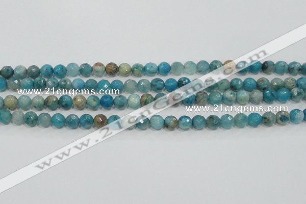 CHM212 15.5 inches 8mm faceted round blue hemimorphite beads