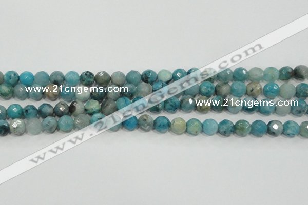 CHM213 15.5 inches 10mm faceted round blue hemimorphite beads