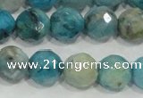 CHM215 15.5 inches 14mm faceted round blue hemimorphite beads