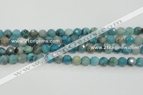 CHM215 15.5 inches 14mm faceted round blue hemimorphite beads