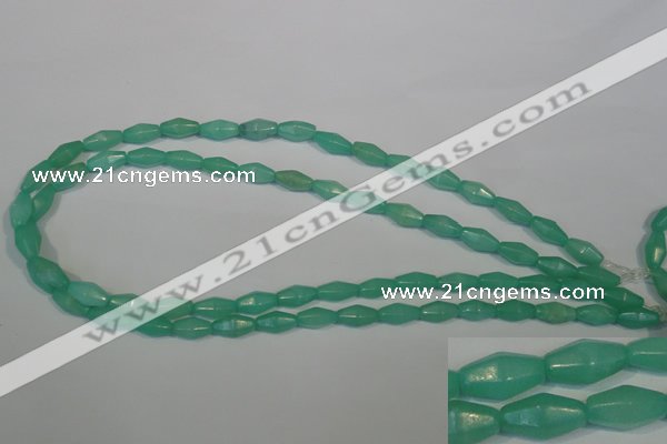 CHM24 15.5 inches 6*12mm faceted rice green hemimorphite beads