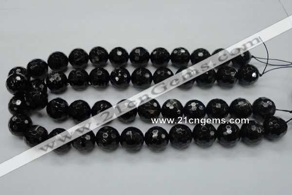 CHS06 15.5 inches 16mm faceted round natural hypersthene gemstone beads