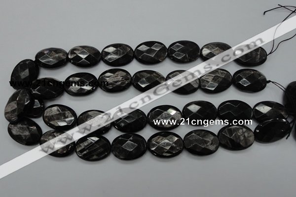 CHS08 15.5 inches 18*25mm faceted oval natural hypersthene gemstone beads