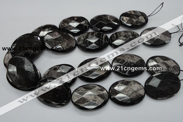 CHS10 15.5 inches 30*40mm faceted oval natural hypersthene gemstone beads