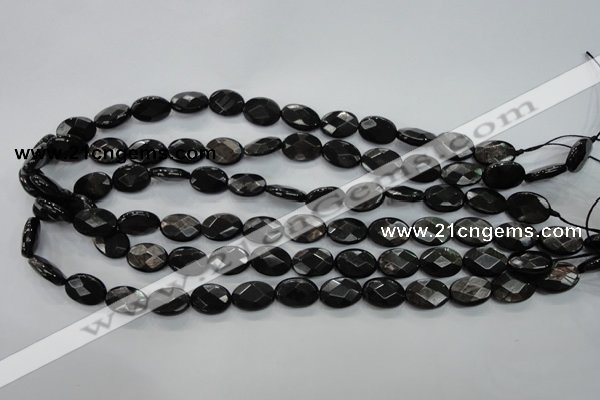 CHS14 15.5 inches 10*14mm faceted oval natural hypersthene beads