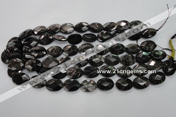 CHS15 15.5 inches 15*20mm faceted oval natural hypersthene beads