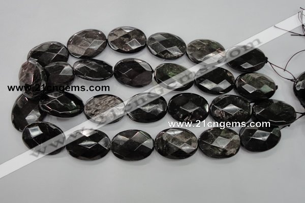 CHS16 15.5 inches 22*30mm faceted oval natural hypersthene beads