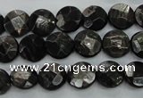 CHS17 15.5 inches 10mm faceted coin natural hypersthene beads