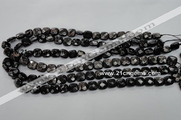 CHS25 15.5 inches 10*10mm faceted square natural hypersthene beads