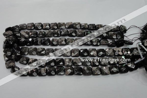 CHS26 15.5 inches 12*12mm faceted square natural hypersthene beads