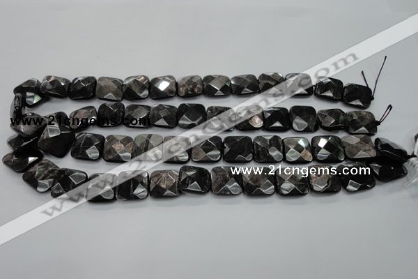 CHS27 15.5 inches 15*15mm faceted square natural hypersthene beads