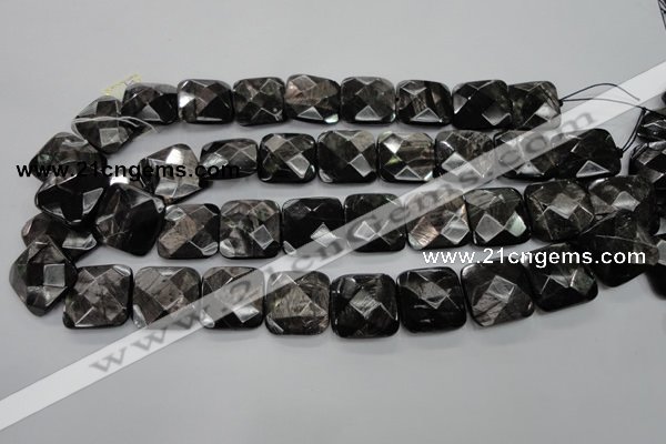 CHS28 15.5 inches 20*20mm faceted square natural hypersthene beads