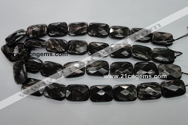 CHS39 15.5 inches 18*25mm faceted rectangle natural hypersthene beads