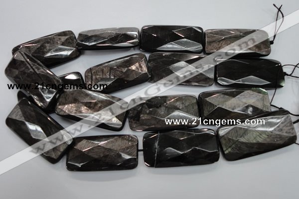 CHS42 15.5 inches 25*50mm faceted rectangle natural hypersthene beads