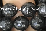 CHS45 15.5 inches 8mm faceted round natural hypersthene beads