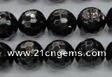 CHS48 15.5 inches 14mm faceted round natural hypersthene beads