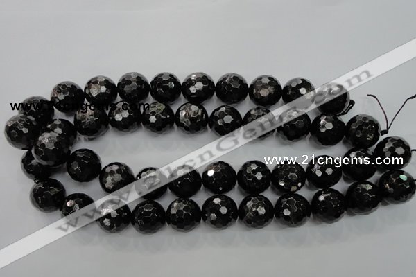 CHS50 15.5 inches 18mm faceted round natural hypersthene beads