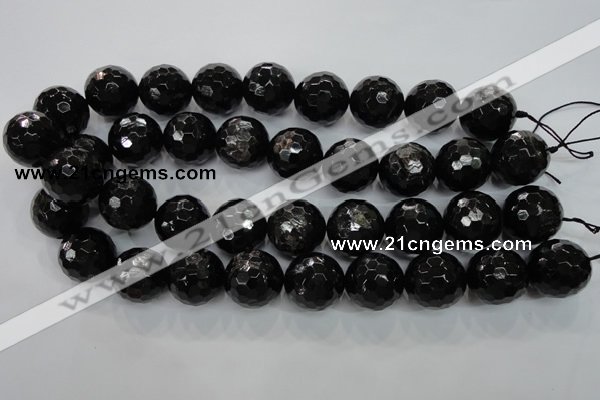 CHS51 15.5 inches 20mm faceted round natural hypersthene beads