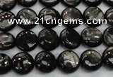 CHS60 15.5 inches 10mm flat round natural hypersthene beads