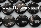 CHS63 15.5 inches 16mm flat round natural hypersthene beads