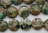 CIJ29 15.5 inches 14mm flat round impression jasper beads wholesale