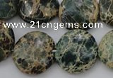 CIJ46 15.5 inches 20mm flat round impression jasper beads wholesale