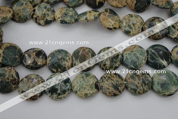 CIJ46 15.5 inches 20mm flat round impression jasper beads wholesale