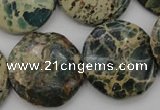 CIJ47 15.5 inches 25mm flat round impression jasper beads wholesale