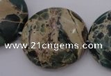 CIJ48 15.5 inches 30mm flat round impression jasper beads wholesale