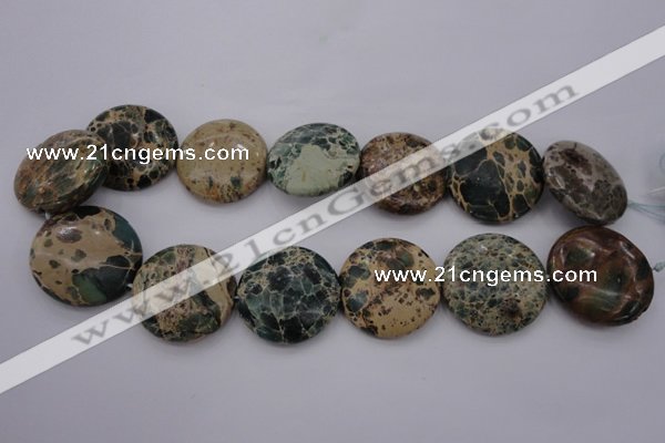 CIJ48 15.5 inches 30mm flat round impression jasper beads wholesale