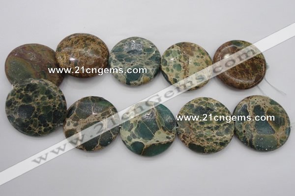 CIJ49 15.5 inches 40mm flat round impression jasper beads wholesale