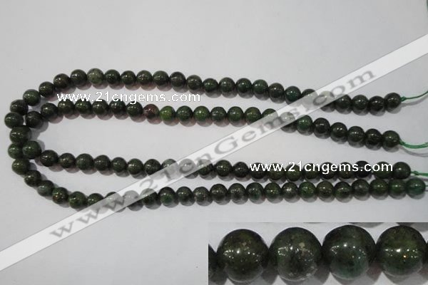 CIS02 15.5 inches 8mm round green iron stone beads wholesale