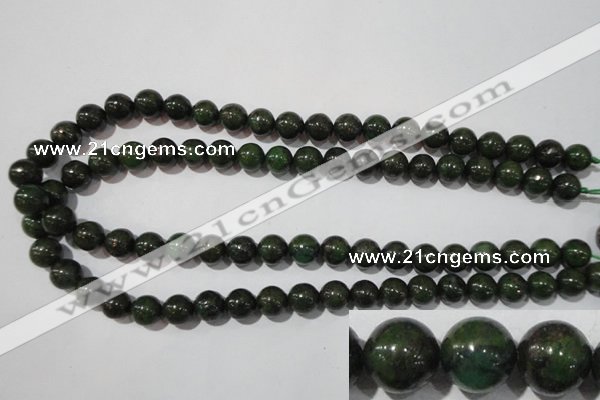 CIS03 15.5 inches 10mm round green iron stone beads wholesale