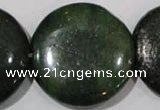 CIS18 15.5 inches 35mm flat round green iron stone beads wholesale