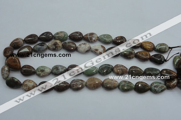 CJA03 15.5 inches 13*18mm teardrop green jasper beads wholesale