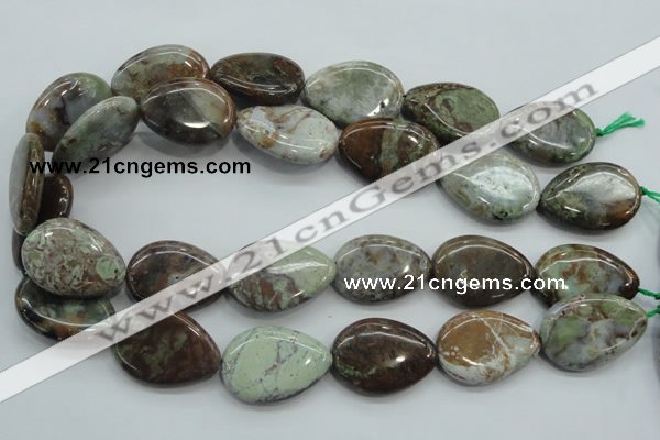 CJA05 15.5 inches 20*30mm teardrop green jasper beads wholesale